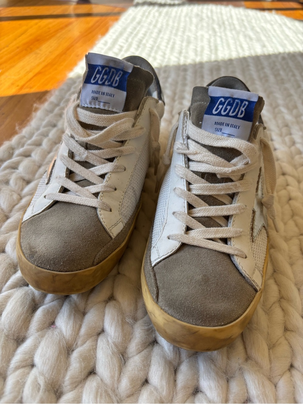 Golden Goose Women's White & Taupe Suede Low-Top Sneakers size 38